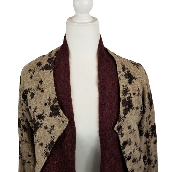 Sleeping On Snow Anthropologie Cozy Times Two Cardigan Sweater Alpaca Layered M - Picture 6 of 8